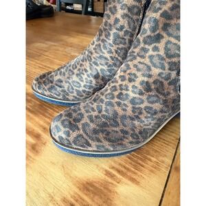 Aerosoles Womens Leopard Print Wedge Ankle Boots Brown Animal Print Zip Up 7